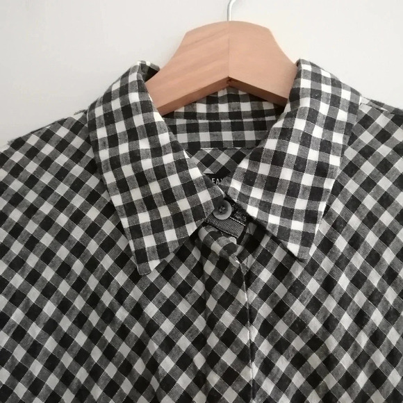 Lafayette 148 Gingham Plaid Cotton, Wool, Linen Button Up Blouse Small - Picture 9 of 15